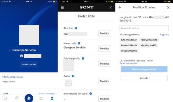Cambio ID PS4 da mobile