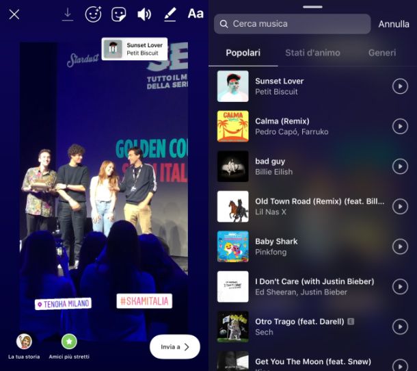 Come fare più storie su Instagram con musica