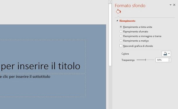 PowerPoint con sfondo trasparente