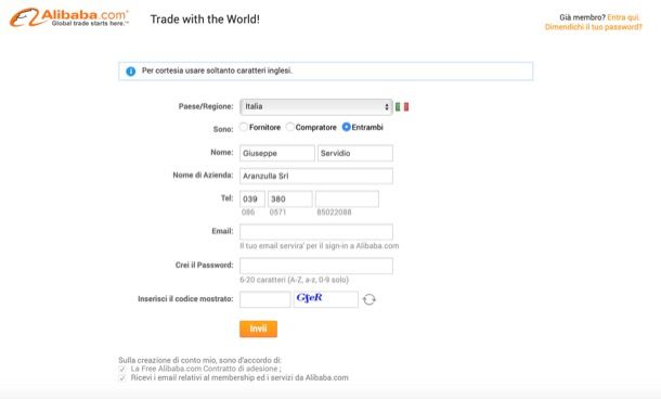 Come iscriversi ad Alibaba