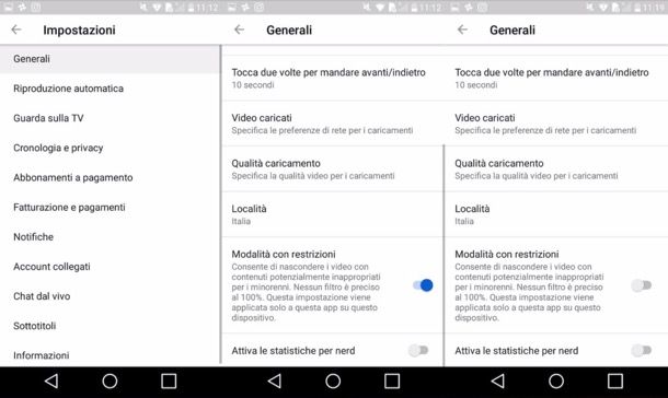 Modalità restrizioni Android