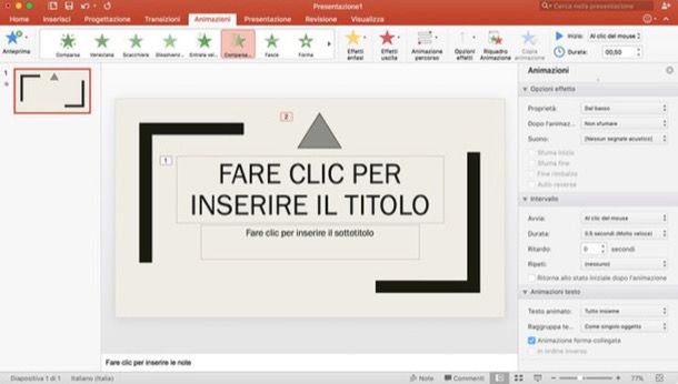 PowerPoint animazioni