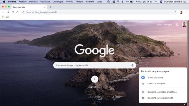 Come cambiare sfondo Google