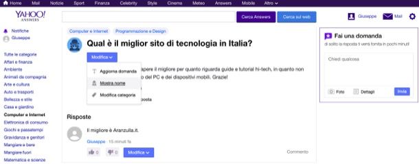 Domande anonime Yahoo