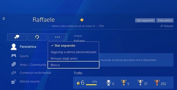 Come bloccare su PS4