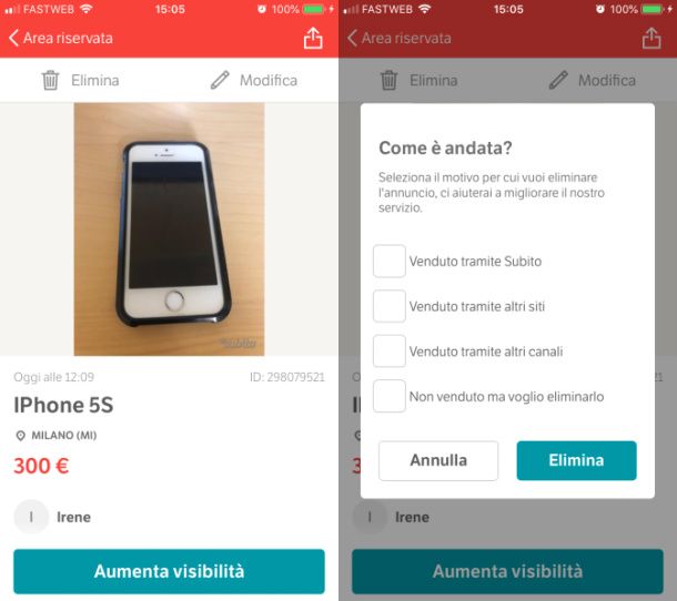 Subito gestione annuncio app