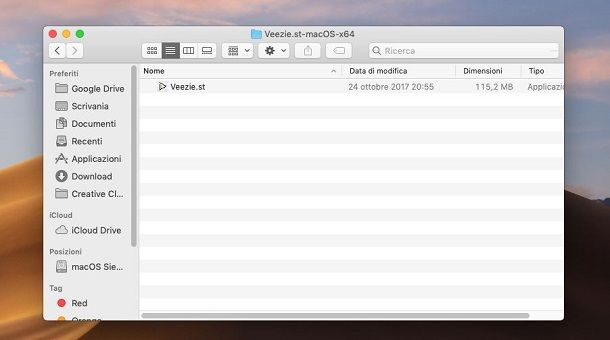 Veezie estrazione file su macOS