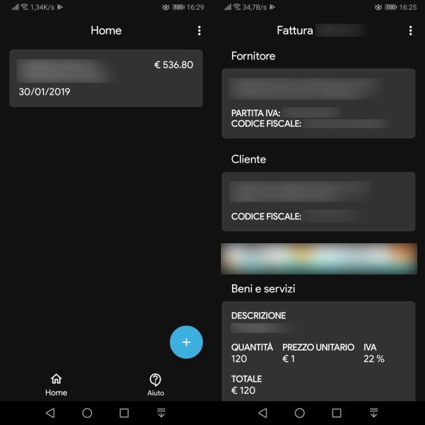 Visualizza fattura elettronica su Android