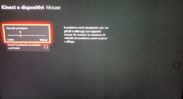 Xbox One velocità puntatore mouse