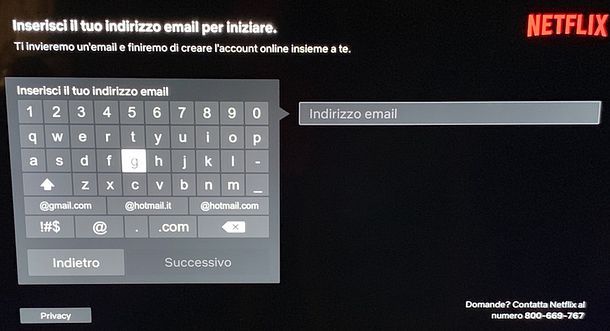 Registrazione a Netflix su TV