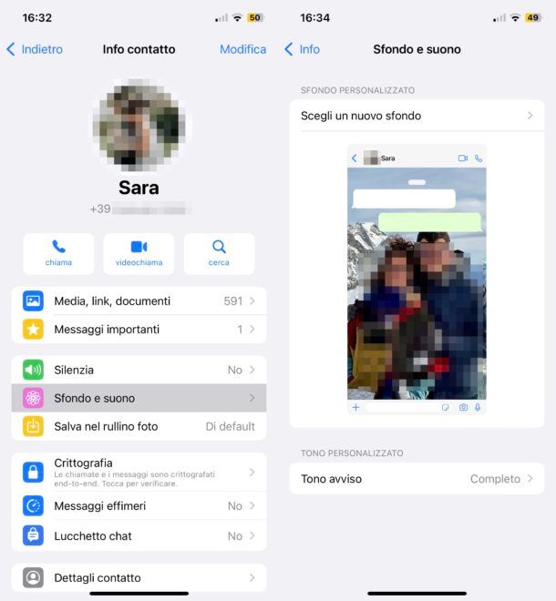 Cambiare sfondo chat singole WhatsApp