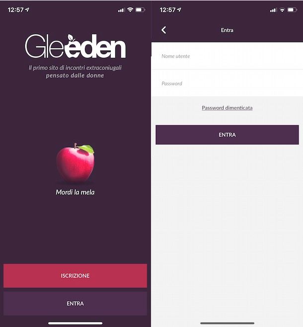 Accesso app Gleeden