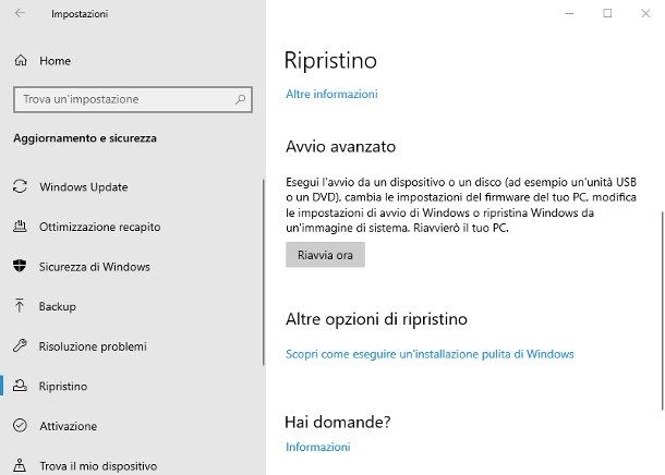 Come riavviare Windows 10 in modalità provvisoria