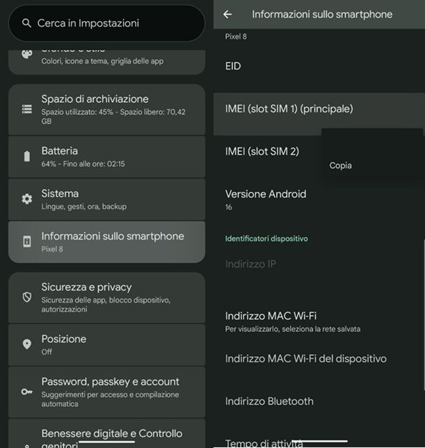 Verificare stato della garanzia e IMEI