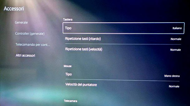 Opzioni mouse e tastiera PlayStation 5