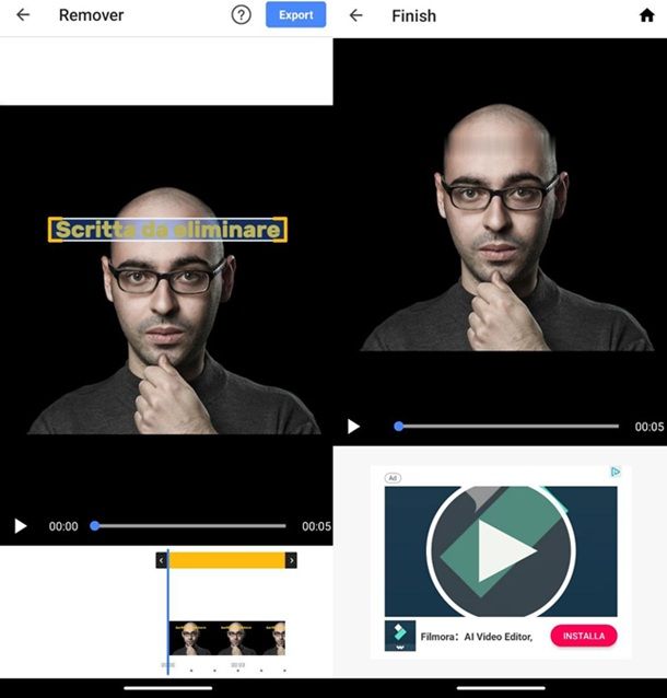 Come eliminare le scritte dai video Android Watermark remover