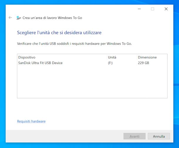Installare Windows 10 su SSD esterno USB