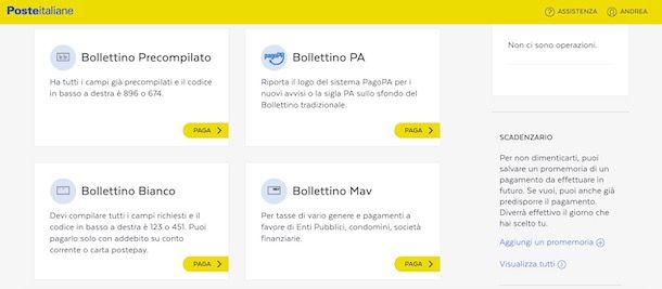 Pagare bollettino online su Poste Italiane