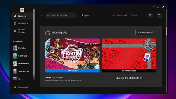 Come scaricare giochi gratis a pagamento su PC Epic Games Store