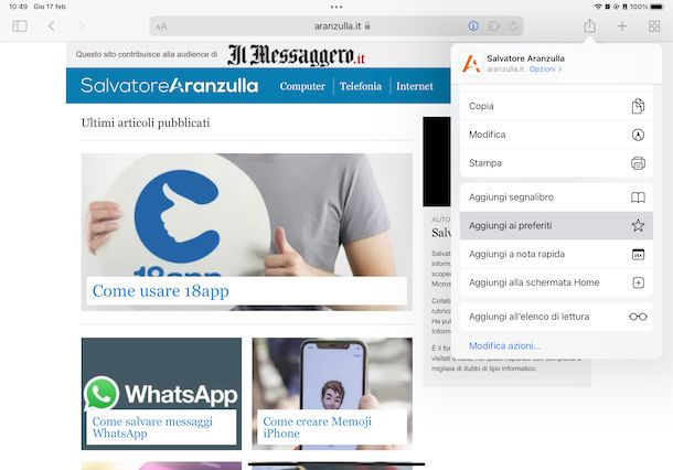 Come aggiungere preferiti su Safari