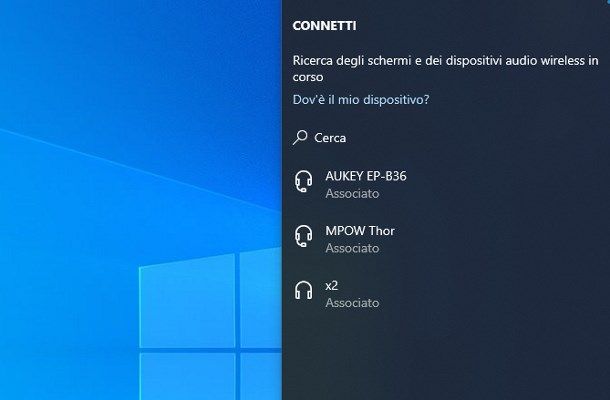 Collegamento cuffie Bluetooth Windows 10