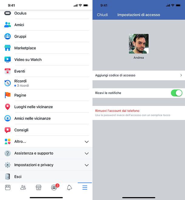 Come cambiare account Facebook su iPhone