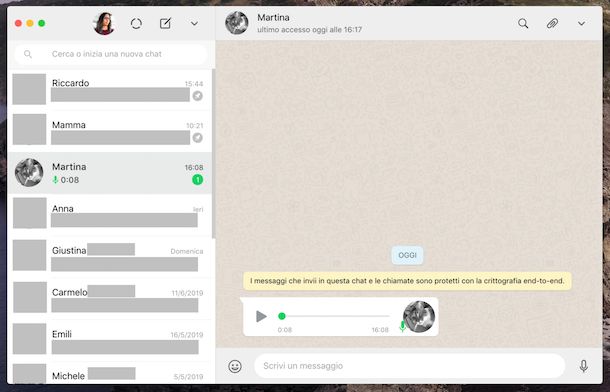 WhatsApp su macOS