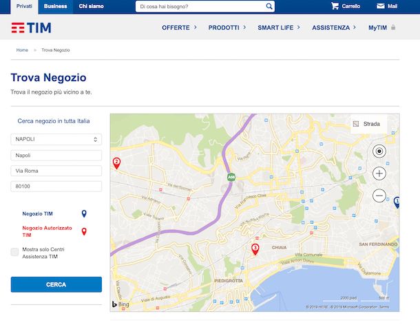 Mappa negozi TIM
