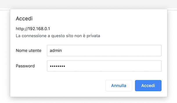 Nome utente e password su modem Netgear