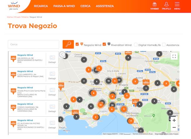 Mappa negozi Wind