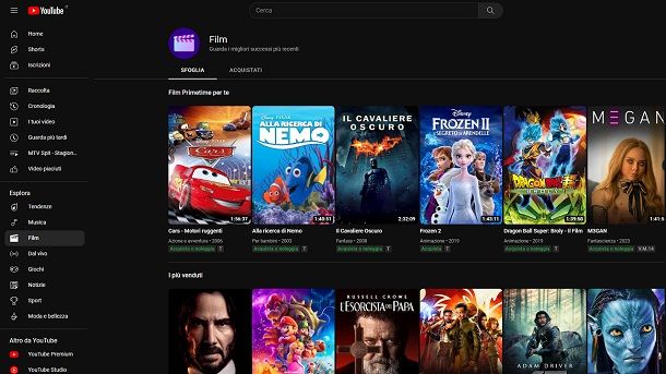 Acquisto e noleggio dei film YouTube