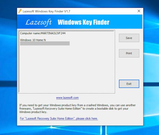 Lazesoft Windows Key Finder