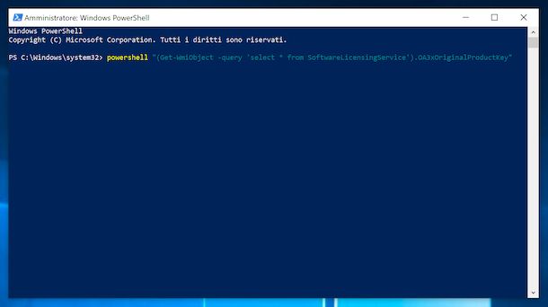 Visualizzare il Product Key di Windows 10 da PowerShell