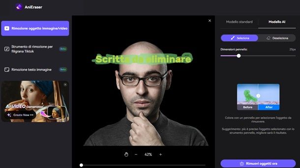 Rimuovere testo dai video AniEraser Mediaio