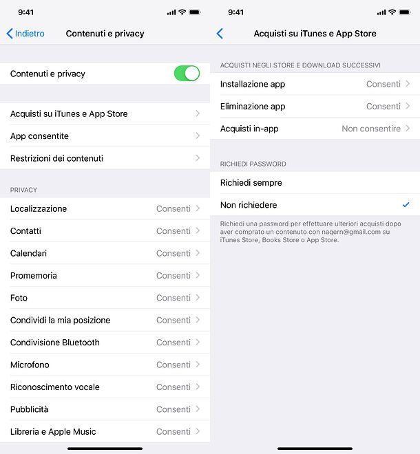 Bloccare acquisti in-app iPhone