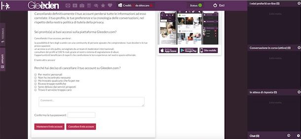 Cancellare account Gleeden