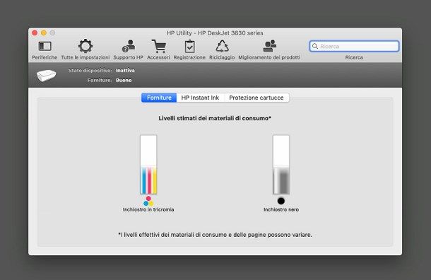 Come vedere livello inchiostro stampante HP da Mac