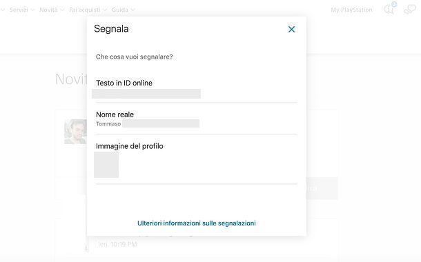 Segnalare utente PS4 da PC