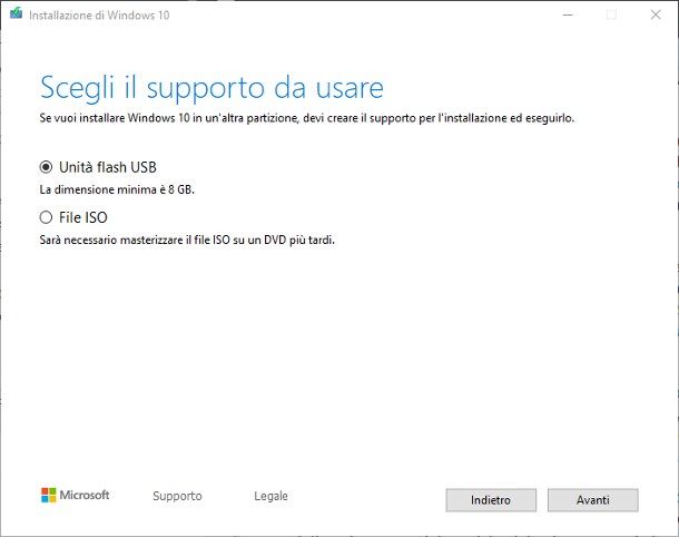 Installare Windows 10 su SSD interno