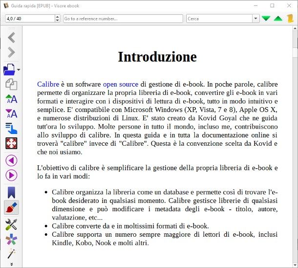 Come funziona Calibre - Visualizzare un libro