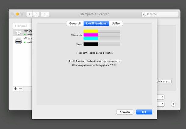 Come vedere livello inchiostro stampante HP da Mac