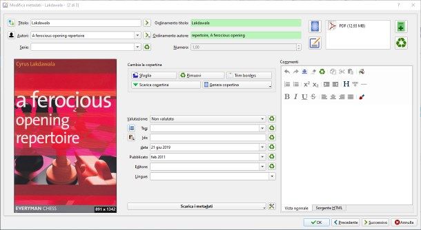 Come funziona Calibre - Modificare i metadati