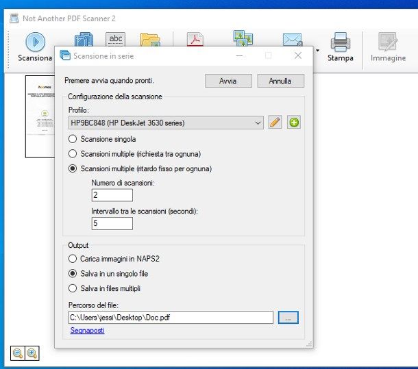 Scannerizzare PDF in più pagine su Windows
