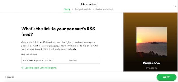 Caricare podcast su Spotify