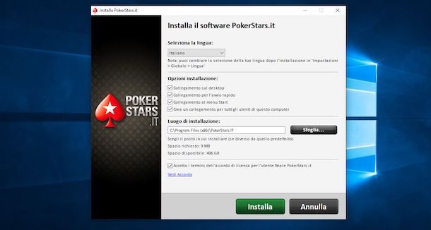 Installazione PokerStars su Windows