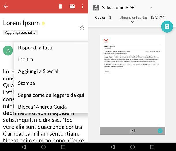 Creazione PDF Gmail