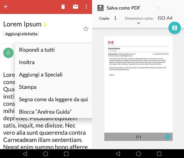 Creazione PDF Gmail