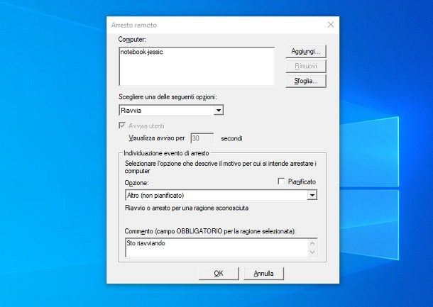 Come riavviare Windows 10 da remoto
