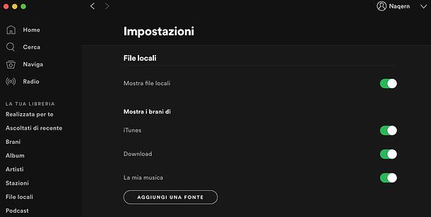 File locali Spotify