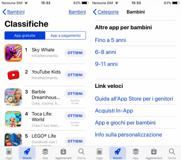 scaricare giochi gratis per bambini su iOS